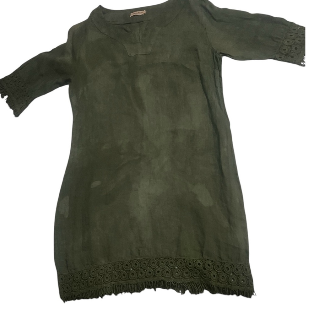 Alessia Pacini circle linen crochet mini‎ dress